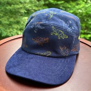 Dinosaur Print Corduroy Brim Hat | OSFM Toddler 2T-5T | Adjustable Navy Cap